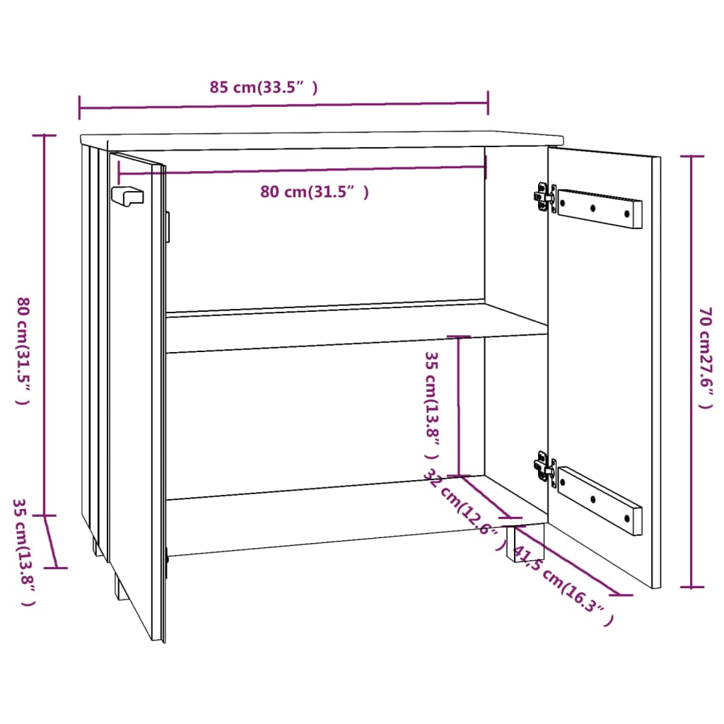 Sivupöytä HAMAR hunajanruskea 85x35x80 cm täysi mänty - Sisustajankoti.fi