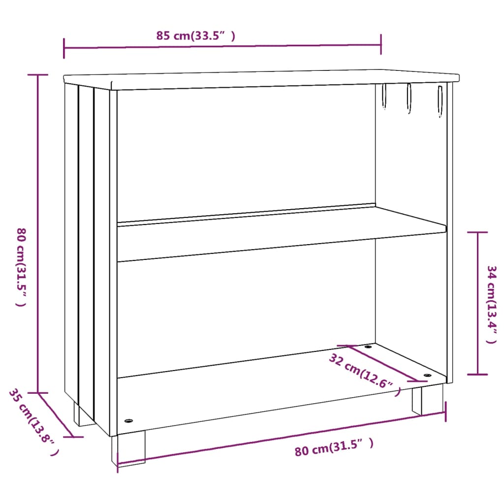 Sivupöytä HAMAR hunajanruskea 85x35x80 cm täysi mänty - Sisustajankoti.fi