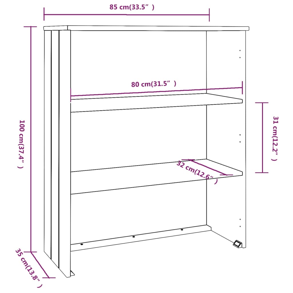 Yläkaappi HAMAR hunajanruskea 85x35x100 cm täysi mänty - Sisustajankoti.fi