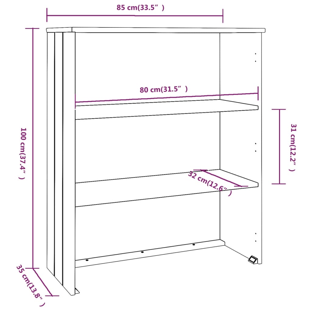 Yläkaappi HAMAR valkoinen 85x35x100 cm täysi mänty - Sisustajankoti.fi