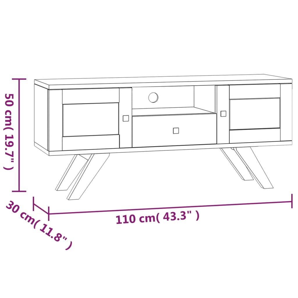 TV-taso 110x30x50 cm täysi tiikki - Sisustajankoti.fi