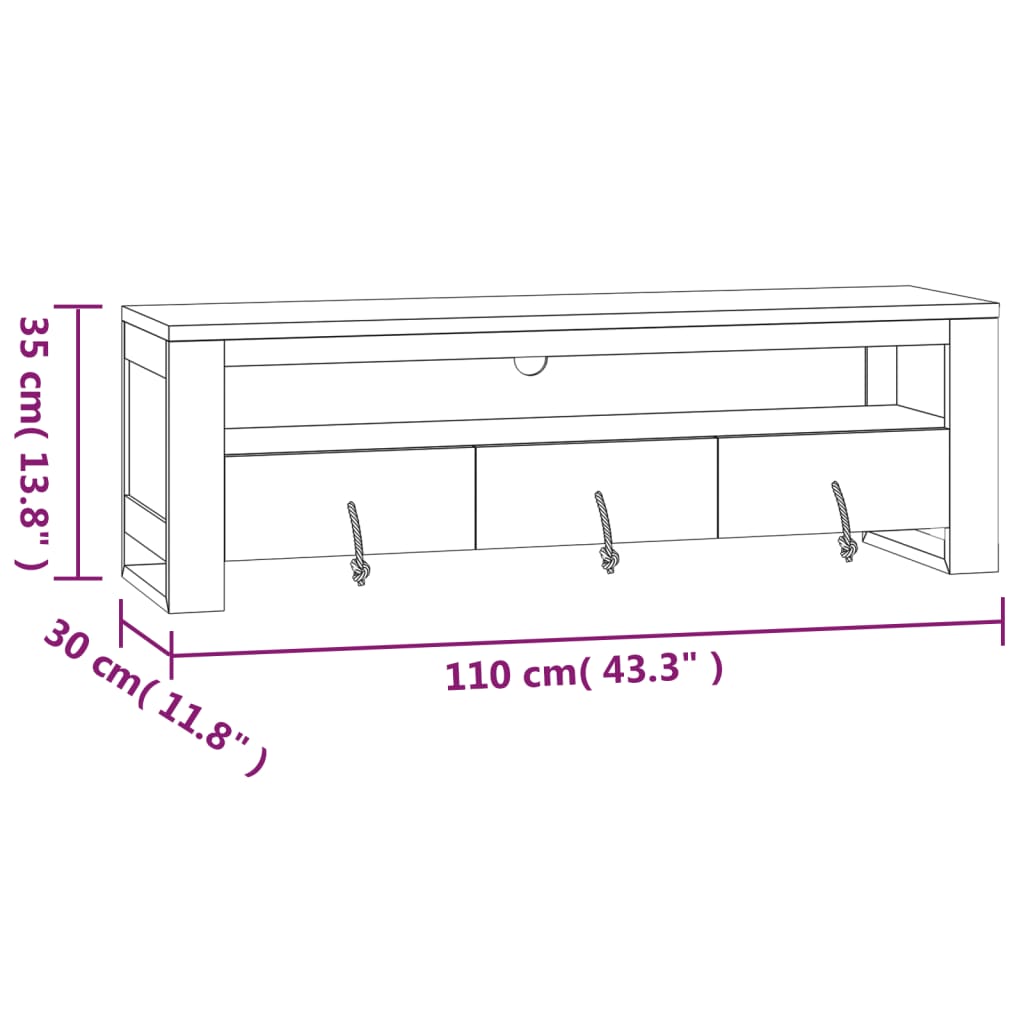 TV-taso 110x30x35 cm täysi tiikki - Sisustajankoti.fi