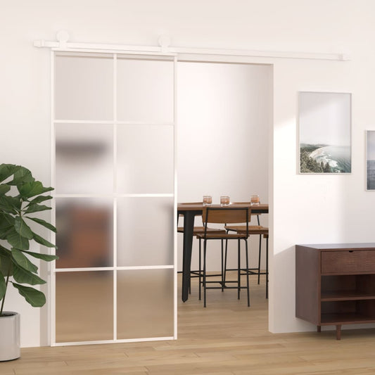 Liukuovi ESG-huurrelasi ja alumiini 90x205 cm valkoinen - Sisustajankoti.fi