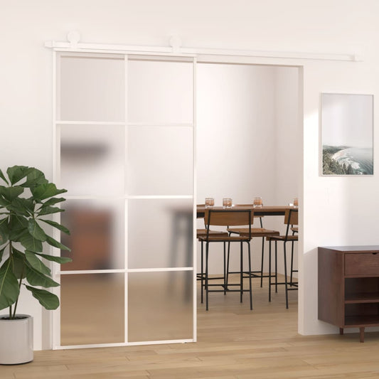 Liukuovi ESG-huurrelasi ja alumiini 102,5x205 cm valkoinen - Sisustajankoti.fi