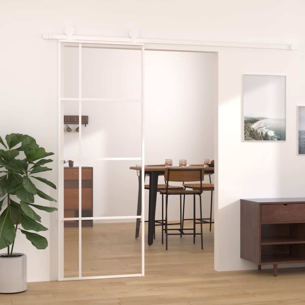 Liukuovi ESG-lasi ja alumiini 76x205 cm valkoinen - Sisustajankoti.fi