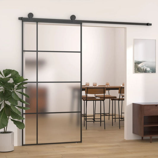 Liukuovi ESG-huurrelasi ja alumiini 102,5x205 cm musta - Sisustajankoti.fi
