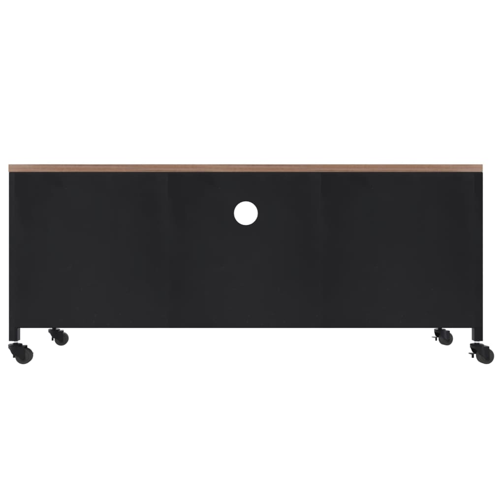 TV-taso musta 110x30x43 cm rauta ja täysi kuusi - Sisustajankoti.fi