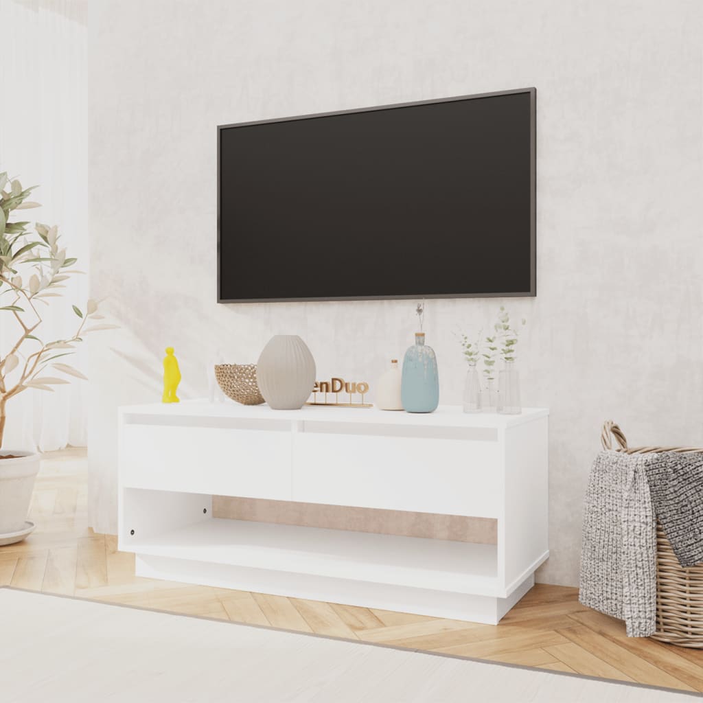 TV-taso valkoinen 102x41x44 cm lastulevy - Sisustajankoti.fi