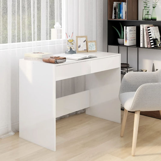 Työpöytä korkeakiilto valkoinen 101x50x76,5 cm lastulevy - Sisustajankoti.fi