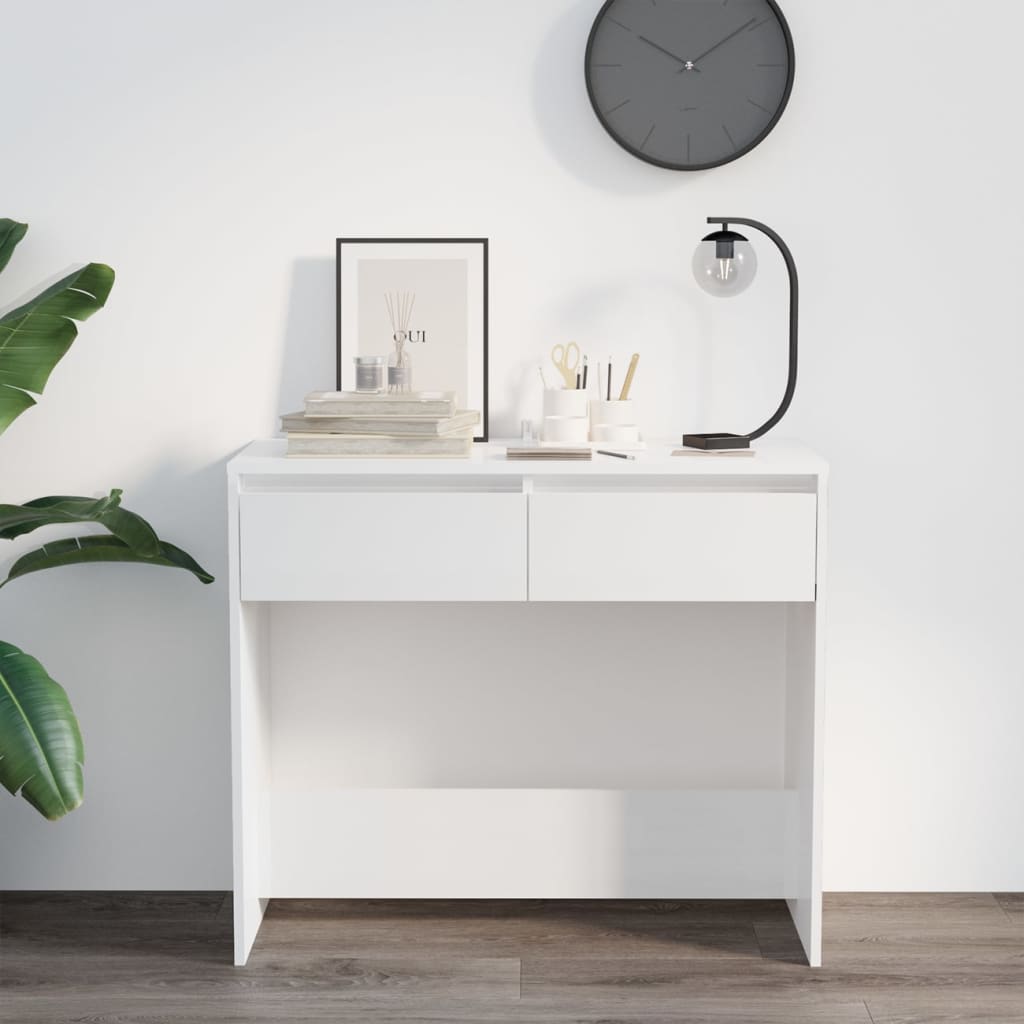 Konsolipöytä korkeakiilto valkoinen 89x41x76,5 cm teräs - Sisustajankoti.fi