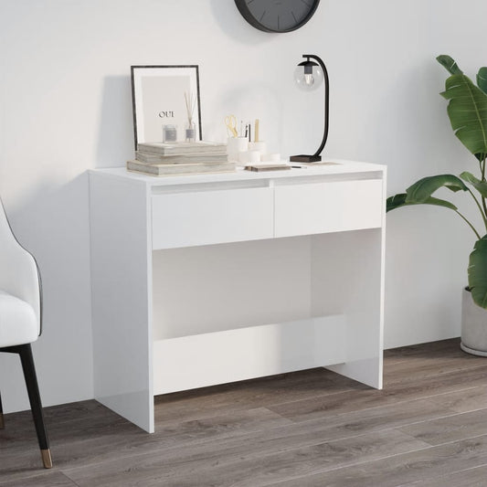 Konsolipöytä korkeakiilto valkoinen 89x41x76,5 cm teräs - Sisustajankoti.fi