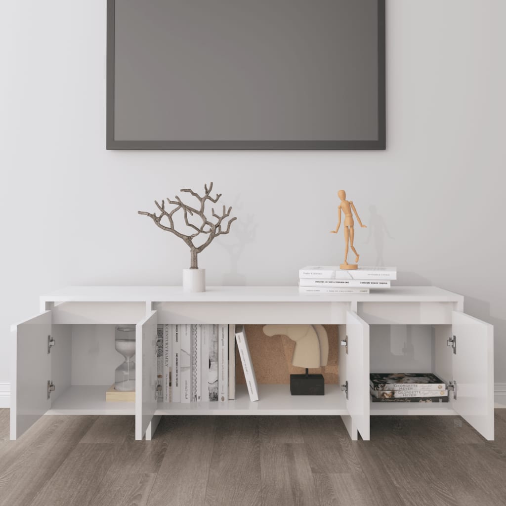 TV-taso korkeakiilto valkoinen 120x30x40,5 cm lastulevy - Sisustajankoti.fi