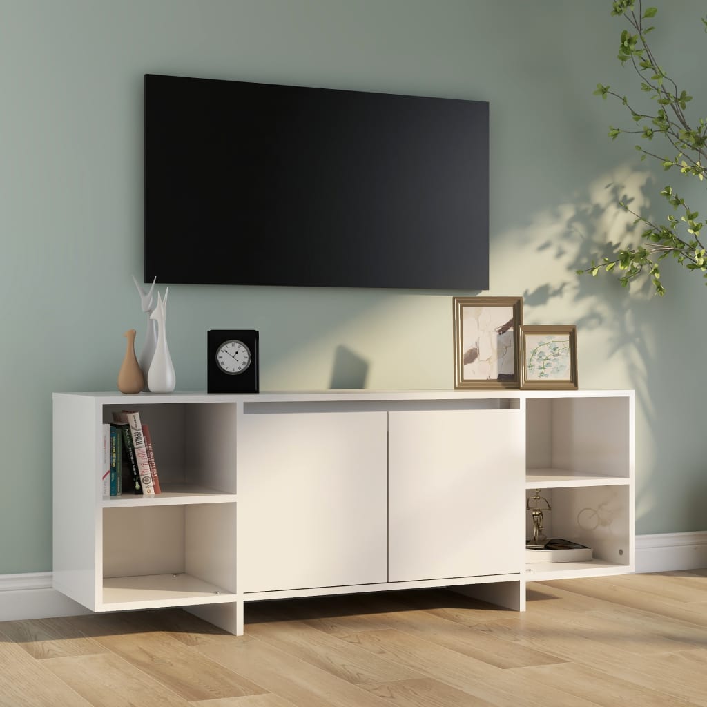 TV-taso korkeakiilto valkoinen 130x35x50 cm lastulevy - Sisustajankoti.fi
