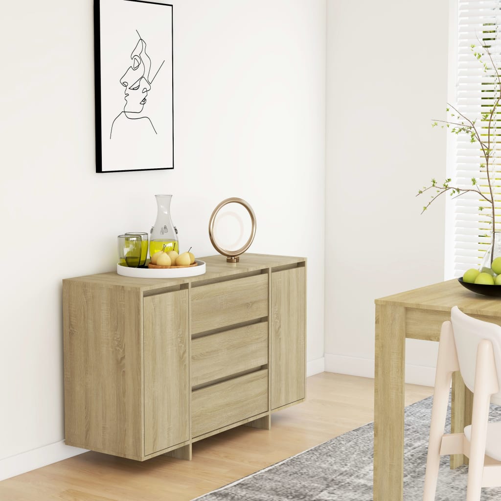Senkki 3 vetolaatikolla Sonoma-tammi 120x41x75 cm lastulevy - Sisustajankoti.fi