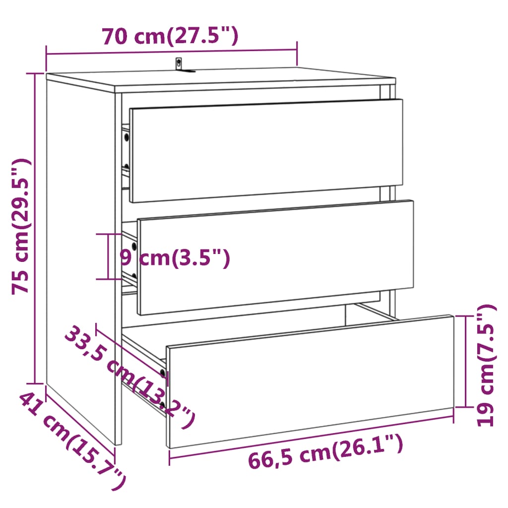 Senkki musta 70x41x75 cm lastulevy - Sisustajankoti.fi