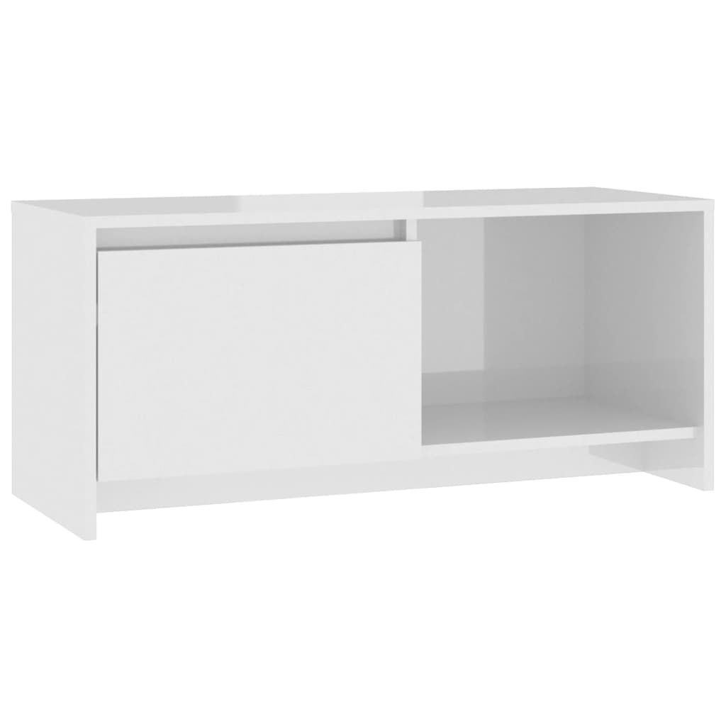 TV-taso korkeakiilto valkoinen 90x35x40 cm lastulevy - Sisustajankoti.fi