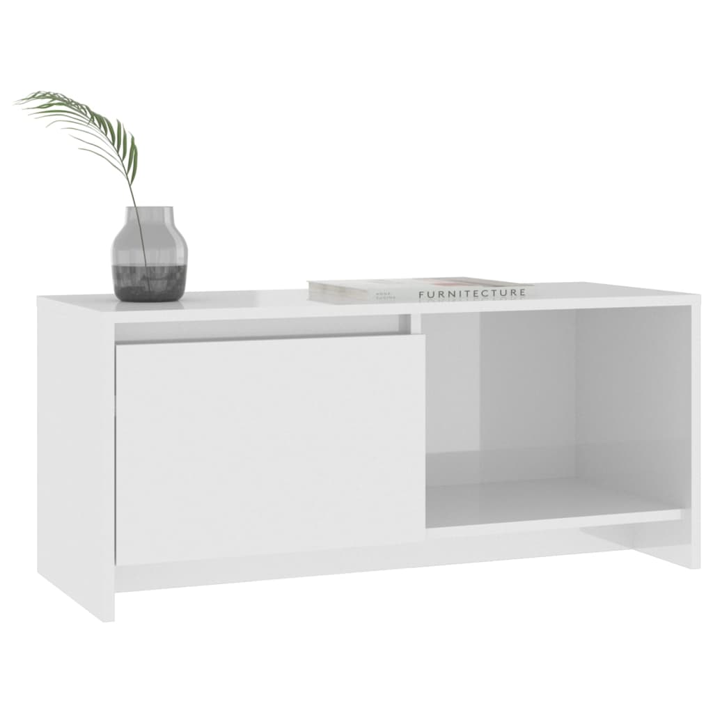 TV-taso korkeakiilto valkoinen 90x35x40 cm lastulevy - Sisustajankoti.fi