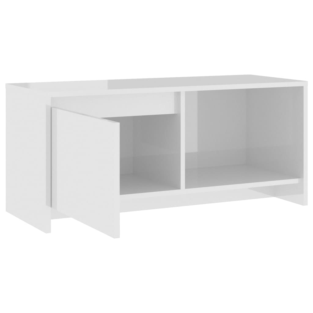 TV-taso korkeakiilto valkoinen 90x35x40 cm lastulevy - Sisustajankoti.fi
