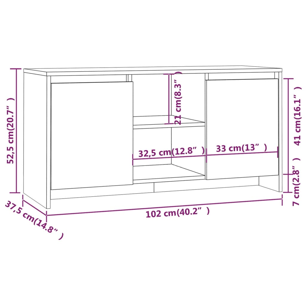 TV-taso Sonoma-tammi 102x37,5x52,5 cm lastulevy - Sisustajankoti.fi