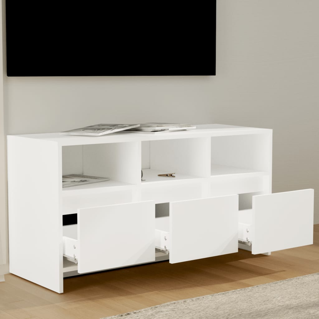 TV-taso valkoinen 102x37,5x52,5 cm lastulevy - Sisustajankoti.fi