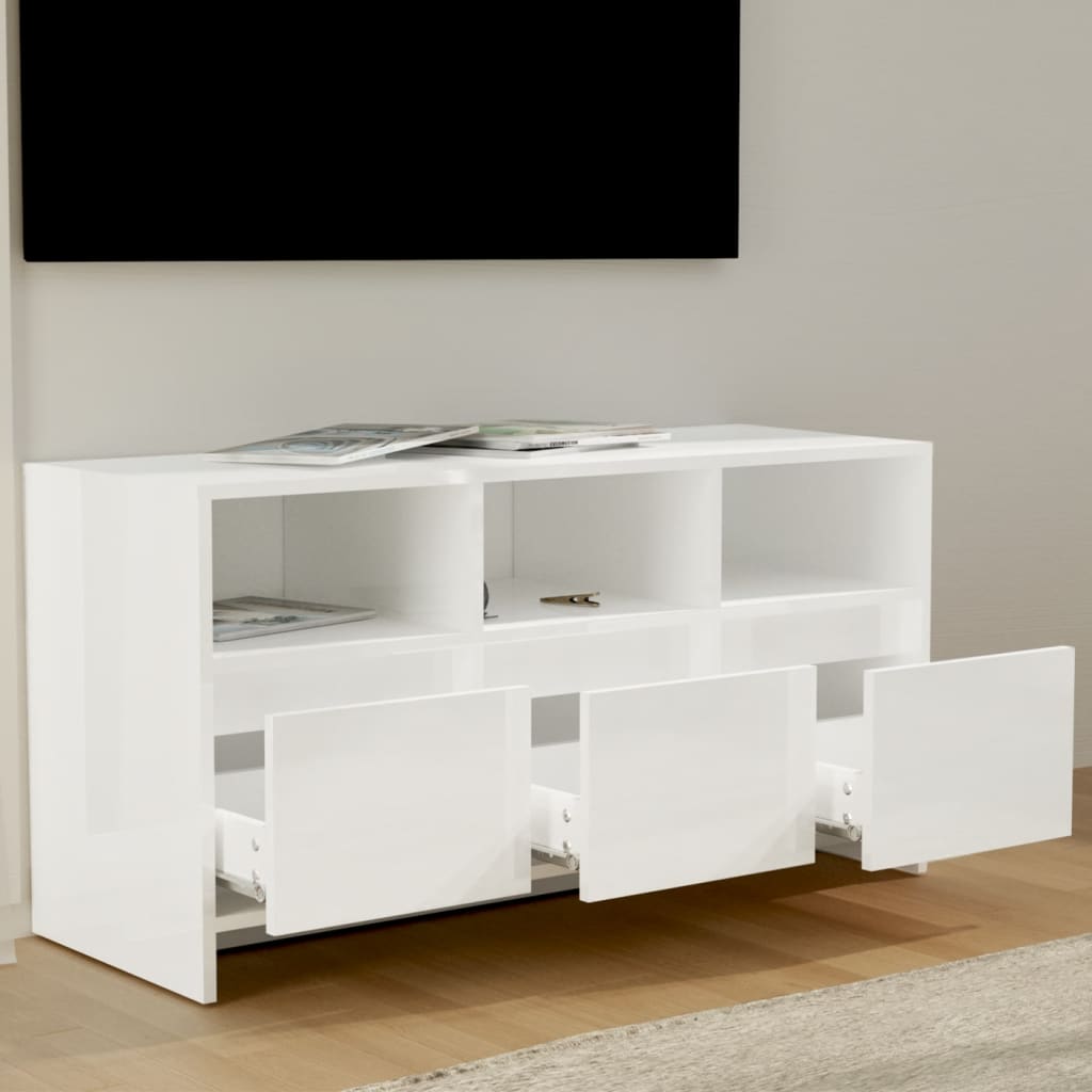 TV-taso korkeakiilto valkoinen 102x37,5x52,5 cm lastulevy - Sisustajankoti.fi