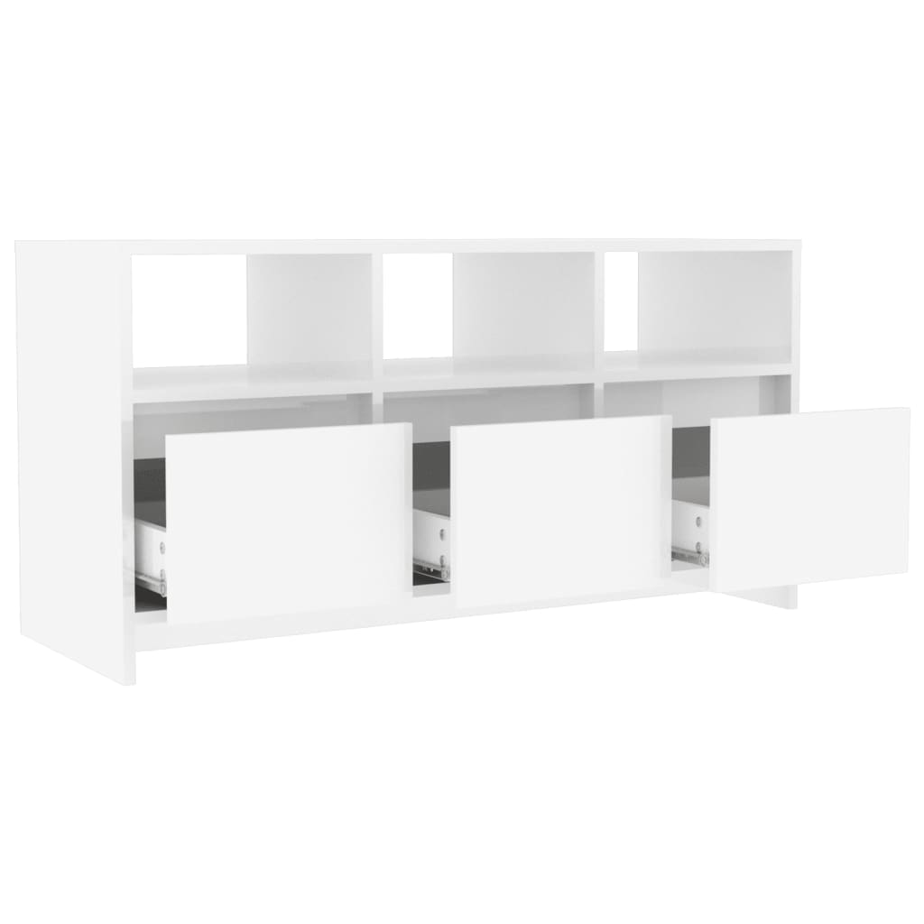 TV-taso korkeakiilto valkoinen 102x37,5x52,5 cm lastulevy - Sisustajankoti.fi