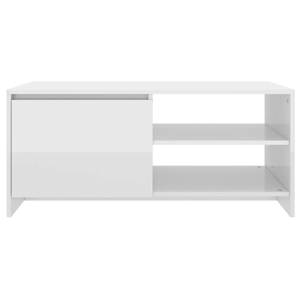 Sohvapöytä korkeakiilto valkoinen 102x50x45 cm tekninen puu - Sisustajankoti.fi