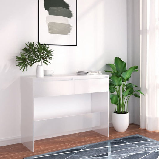 Konsolipöytä korkeakiilto valkoinen 100x35x76,5 cm lastulevy - Sisustajankoti.fi