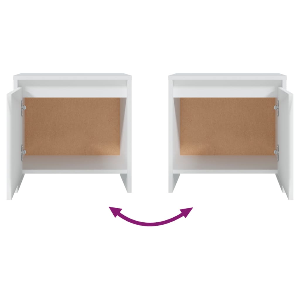 Yöpöydät 2 kpl valkoinen 45x34x44,5 cm lastulevy - Sisustajankoti.fi