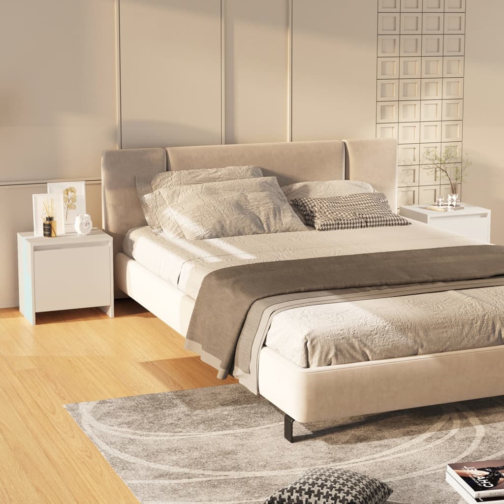 Yöpöydät 2 kpl valkoinen 45x34x44,5 cm lastulevy - Sisustajankoti.fi