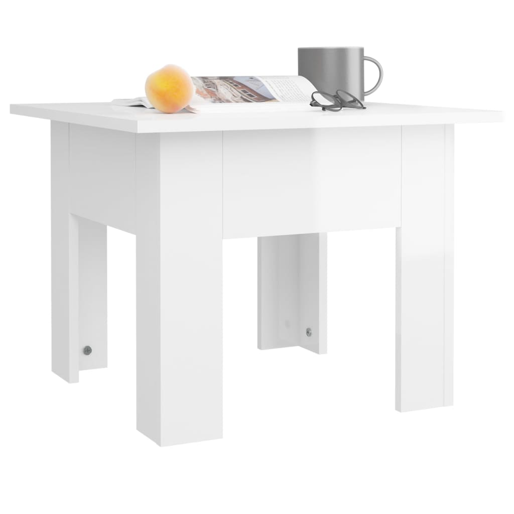 Sohvapöytä korkeakiilto valkoinen 55x55x42 cm lastulevy - Sisustajankoti.fi