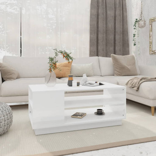 Sohvapöytä korkeakiilto valkoinen 102x55x43 cm lastulevy - Sisustajankoti.fi