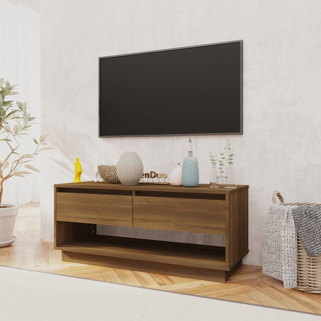 TV-taso ruskea tammi 102x41x44 cm lastulevy - Sisustajankoti.fi