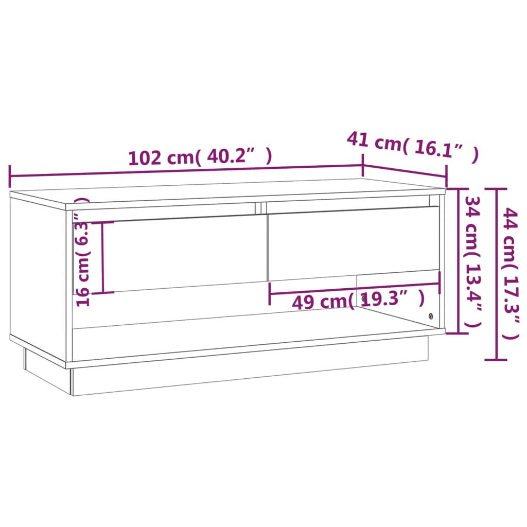 TV-taso ruskea tammi 102x41x44 cm lastulevy - Sisustajankoti.fi