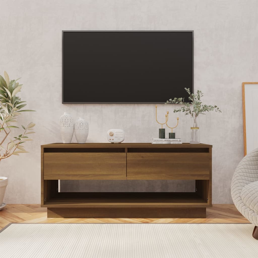 TV-taso ruskea tammi 102x41x44 cm lastulevy - Sisustajankoti.fi