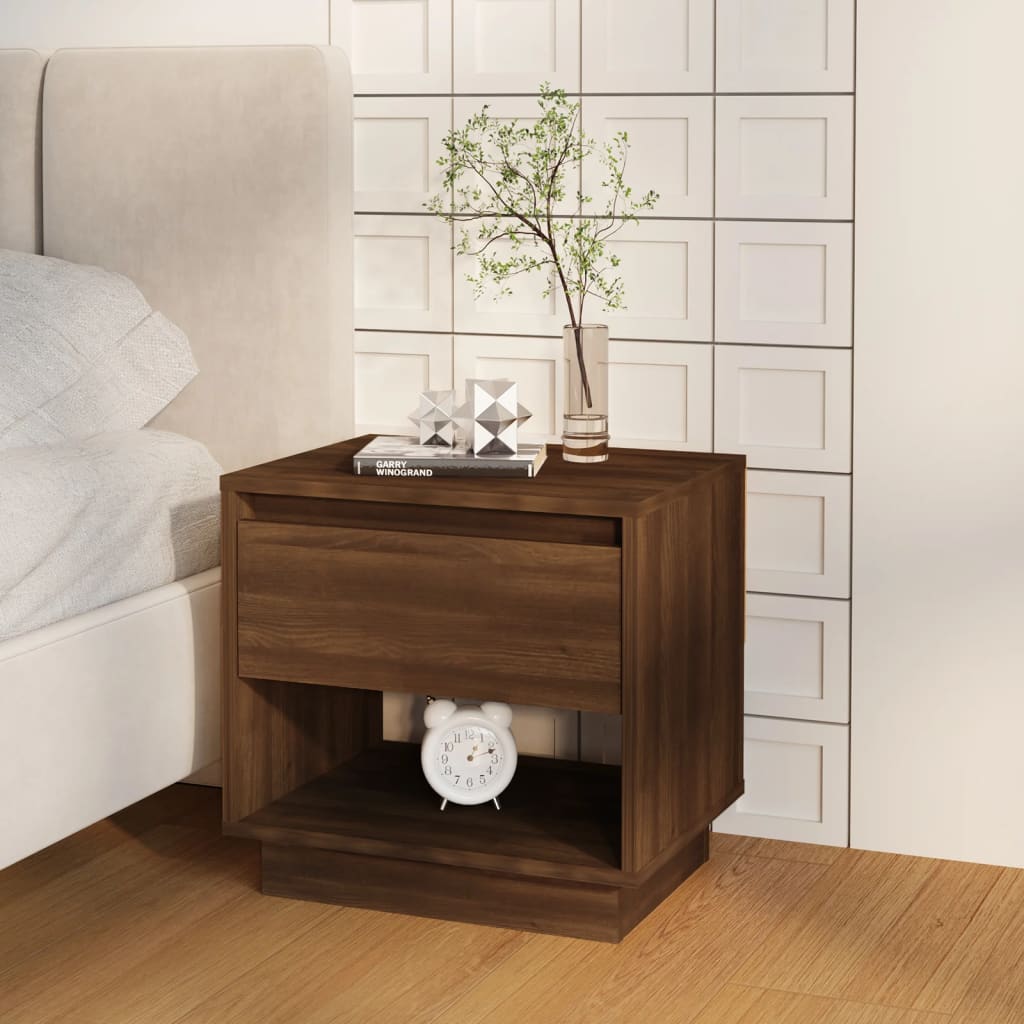 Yöpöydät 2 kpl ruskea tammi 45x34x44 cm lastulevy - Sisustajankoti.fi