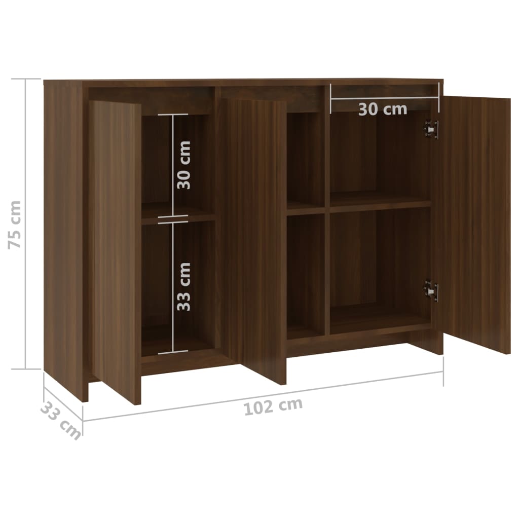 Senkki ruskea tammi 102x33x75 cm lastulevy - Sisustajankoti.fi