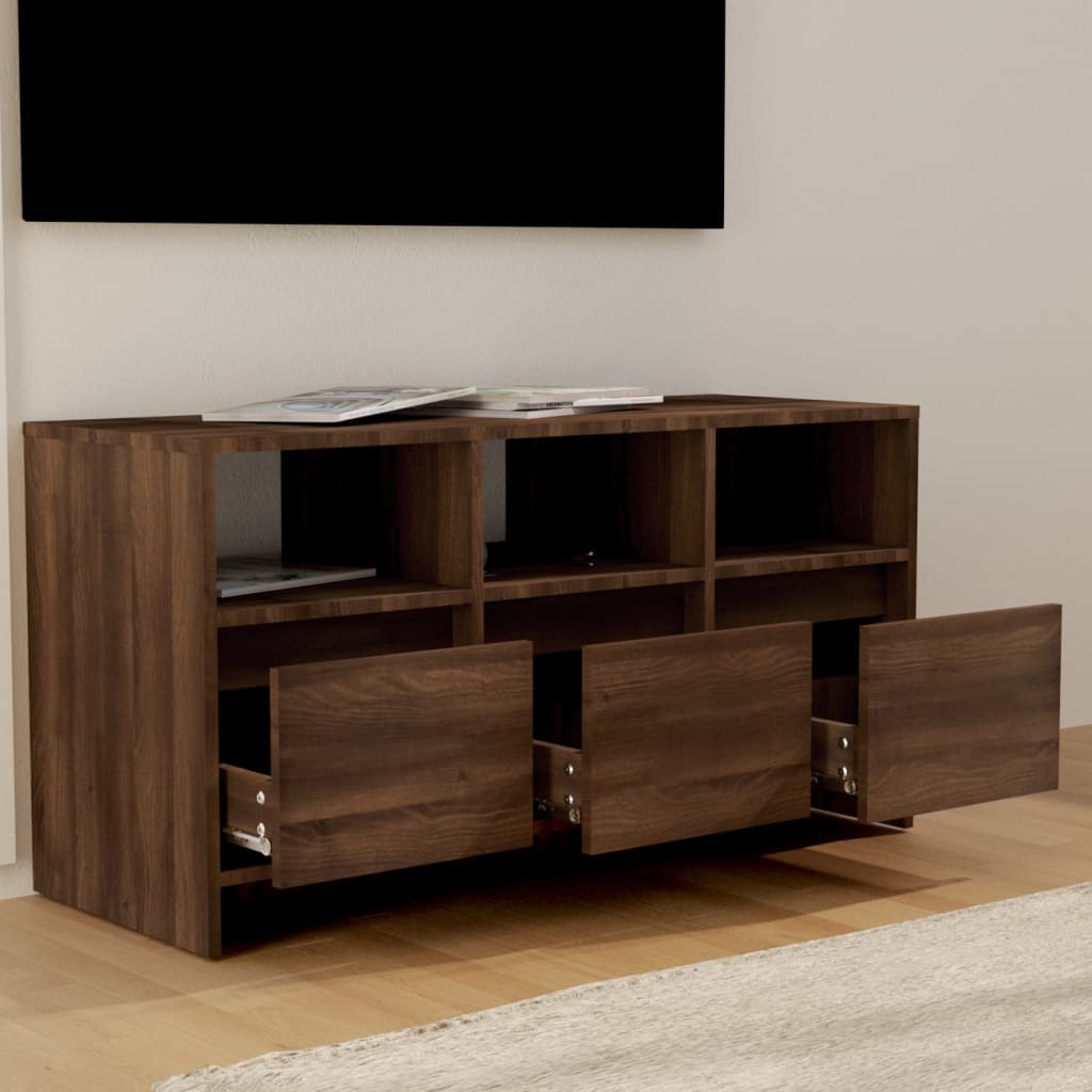 TV-taso ruskea tammi 102x37,5x52,5 cm lastulevy - Sisustajankoti.fi