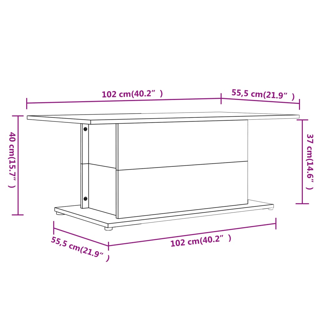 Sohvapöytä ruskea tammi 102x55,5x40 cm lastulevy - Sisustajankoti.fi