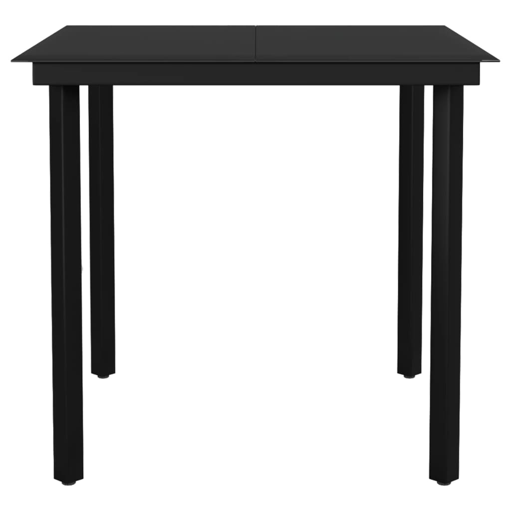 Puutarhan ruokapöytä musta 80x80x74 cm teräs ja lasi - Sisustajankoti.fi