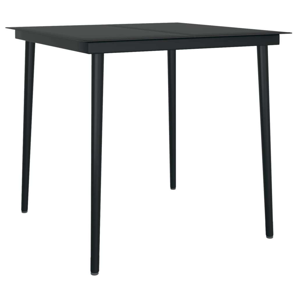 Puutarhan ruokapöytä musta 80x80x74 cm teräs ja lasi - Sisustajankoti.fi