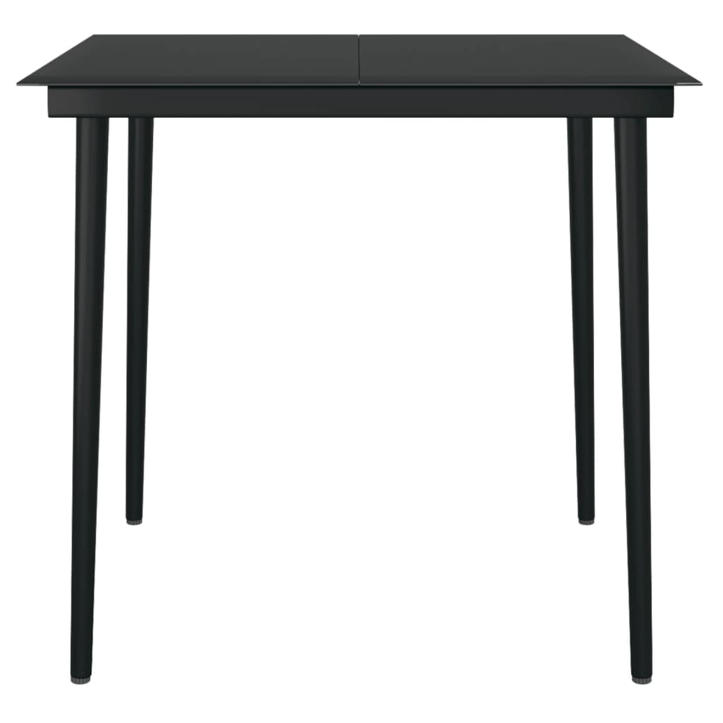 Puutarhan ruokapöytä musta 80x80x74 cm teräs ja lasi - Sisustajankoti.fi
