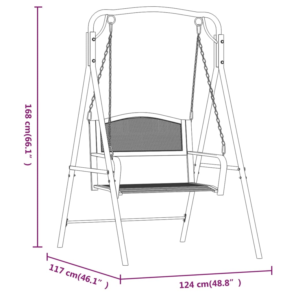 Keinupenkki 124 cm musta teräs - Sisustajankoti.fi