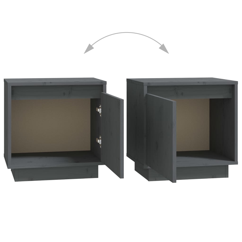 Yöpöydät 2 kpl harmaa 40x30x40 cm täysi mänty - Sisustajankoti.fi