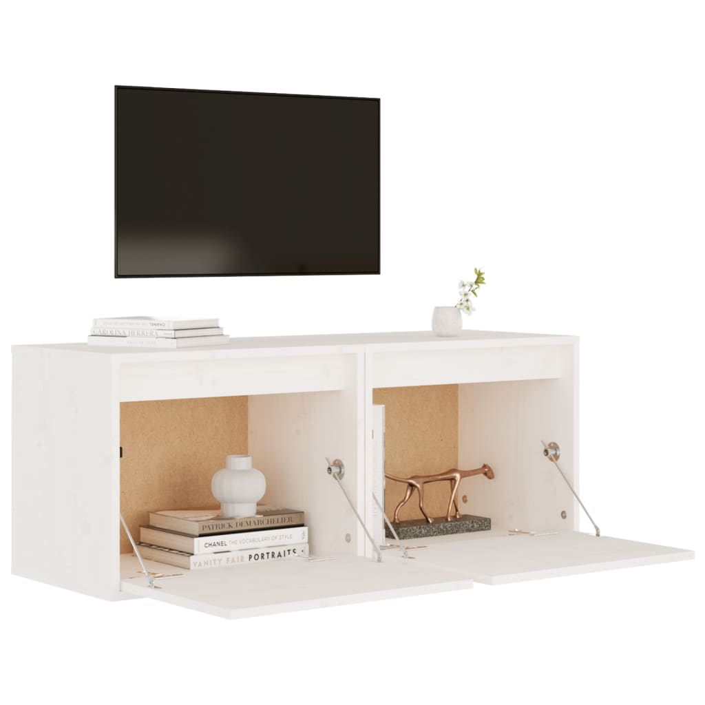 Seinäkaapit 2 kpl valkoinen 45x30x35 cm täysi mänty - Sisustajankoti.fi