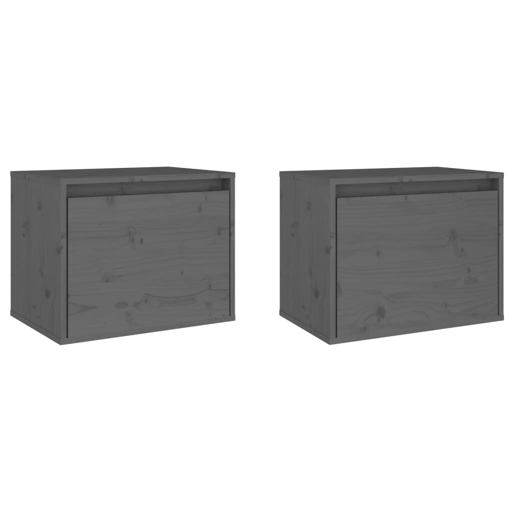 Seinäkaapit 2 kpl harmaa 45x30x35 cm täysi mänty - Sisustajankoti.fi