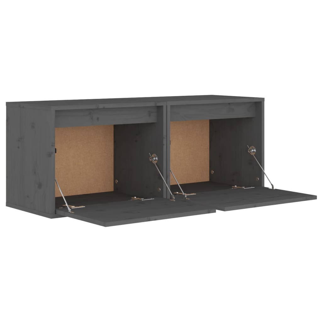 Seinäkaapit 2 kpl harmaa 45x30x35 cm täysi mänty - Sisustajankoti.fi