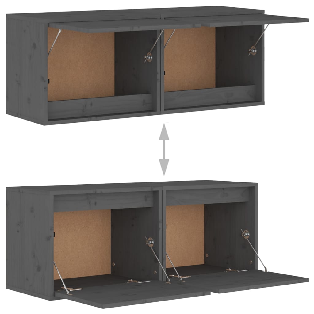 Seinäkaapit 2 kpl harmaa 45x30x35 cm täysi mänty - Sisustajankoti.fi