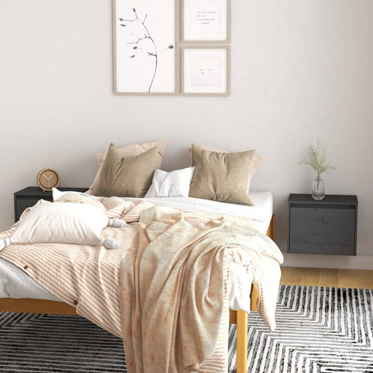 Seinäkaapit 2 kpl harmaa 45x30x35 cm täysi mänty - Sisustajankoti.fi