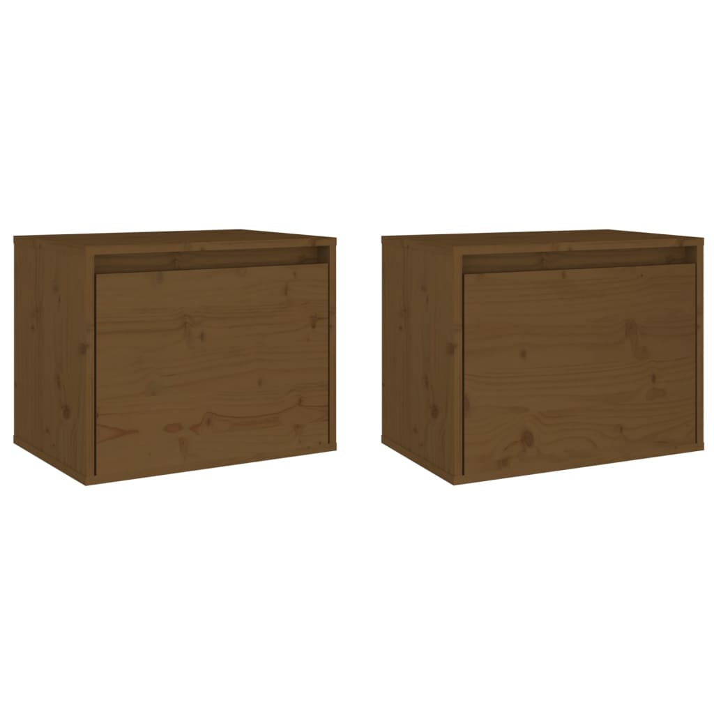 Seinäkaapit 2 kpl hunajanruskea 45x30x35 cm täysi mänty - Sisustajankoti.fi